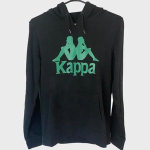 Kappa Logo Hoodie Mens Size Small Black And Green Graphic Long Sleeve Sweatshirt